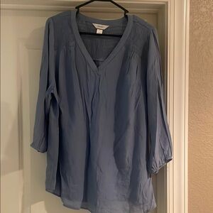 CJ Banks Light Blue V-Neck Blouse